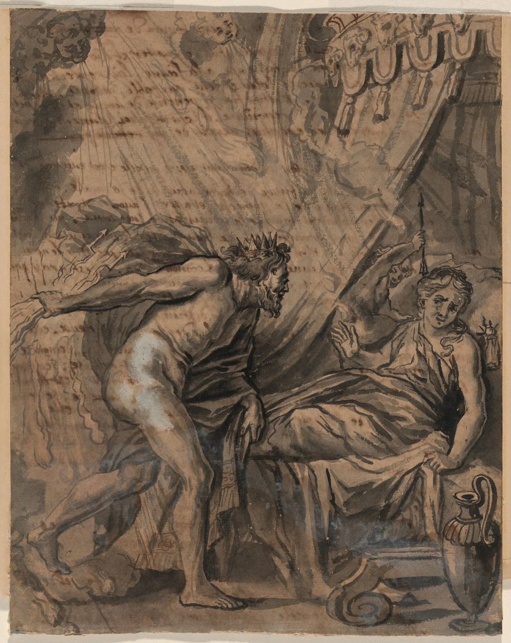 Jupiter and Semele, by French 18th Century, ink, 1750