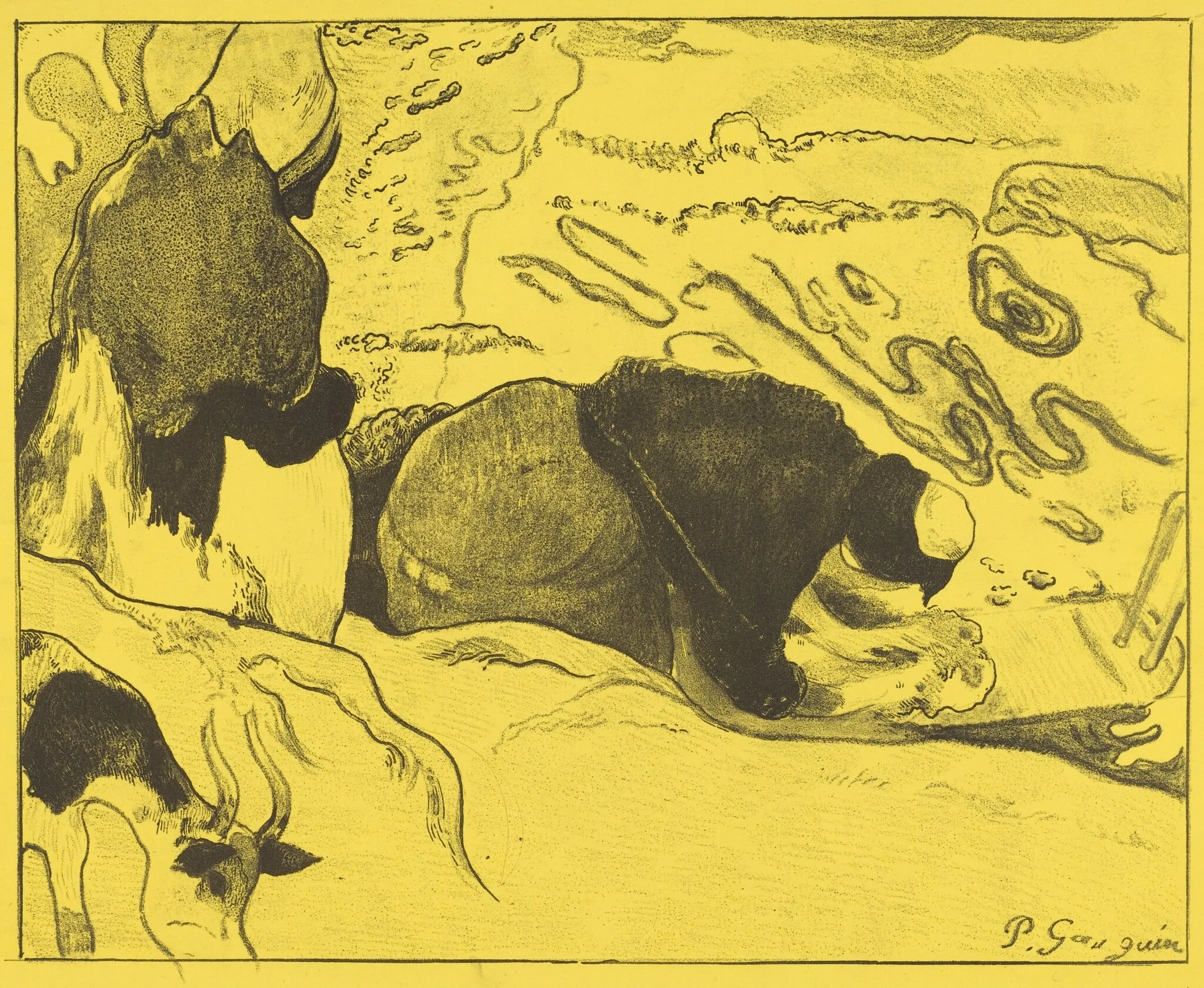 The Washerwomen (Les laveuses), by Paul Gauguin, ink, 1889