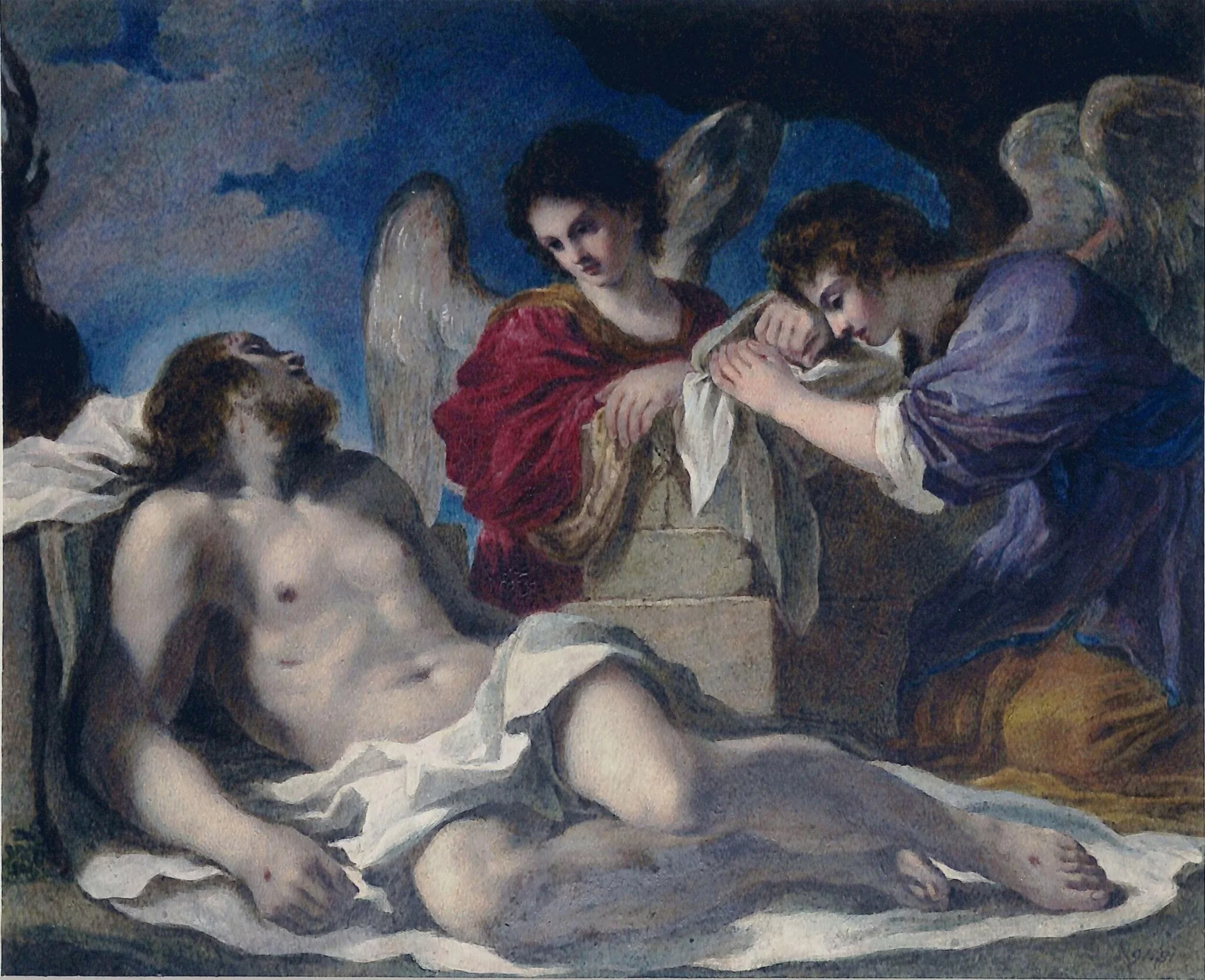 The angels watching the dead Christ, by Harriet Kearsley, watercolor, 1825