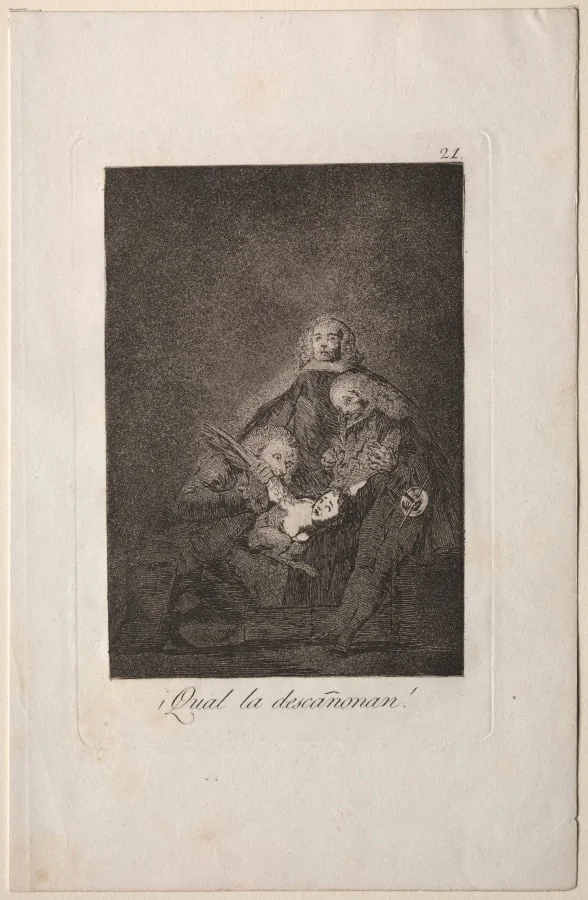 How They Pluck Her!, Plate 21, by Francisco Goya, 1799