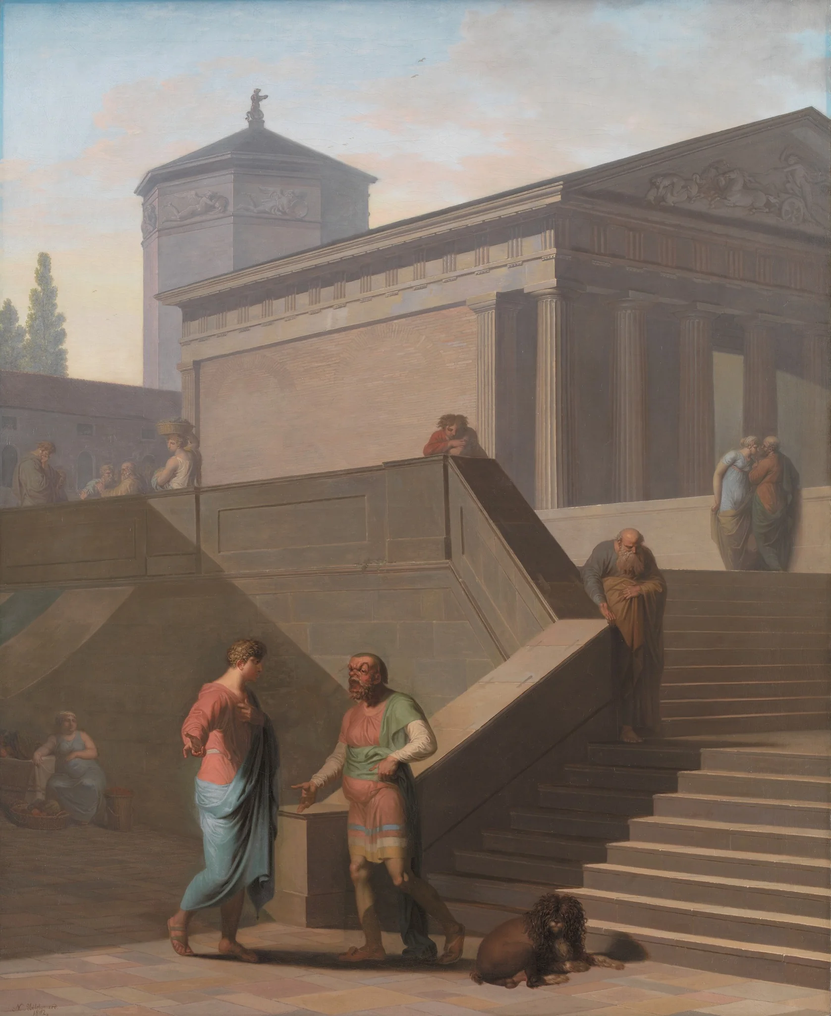 Pamphilius and his sevant Davus. From Terence´s Andria, by Nicolai Abildgaard, oil, 1802