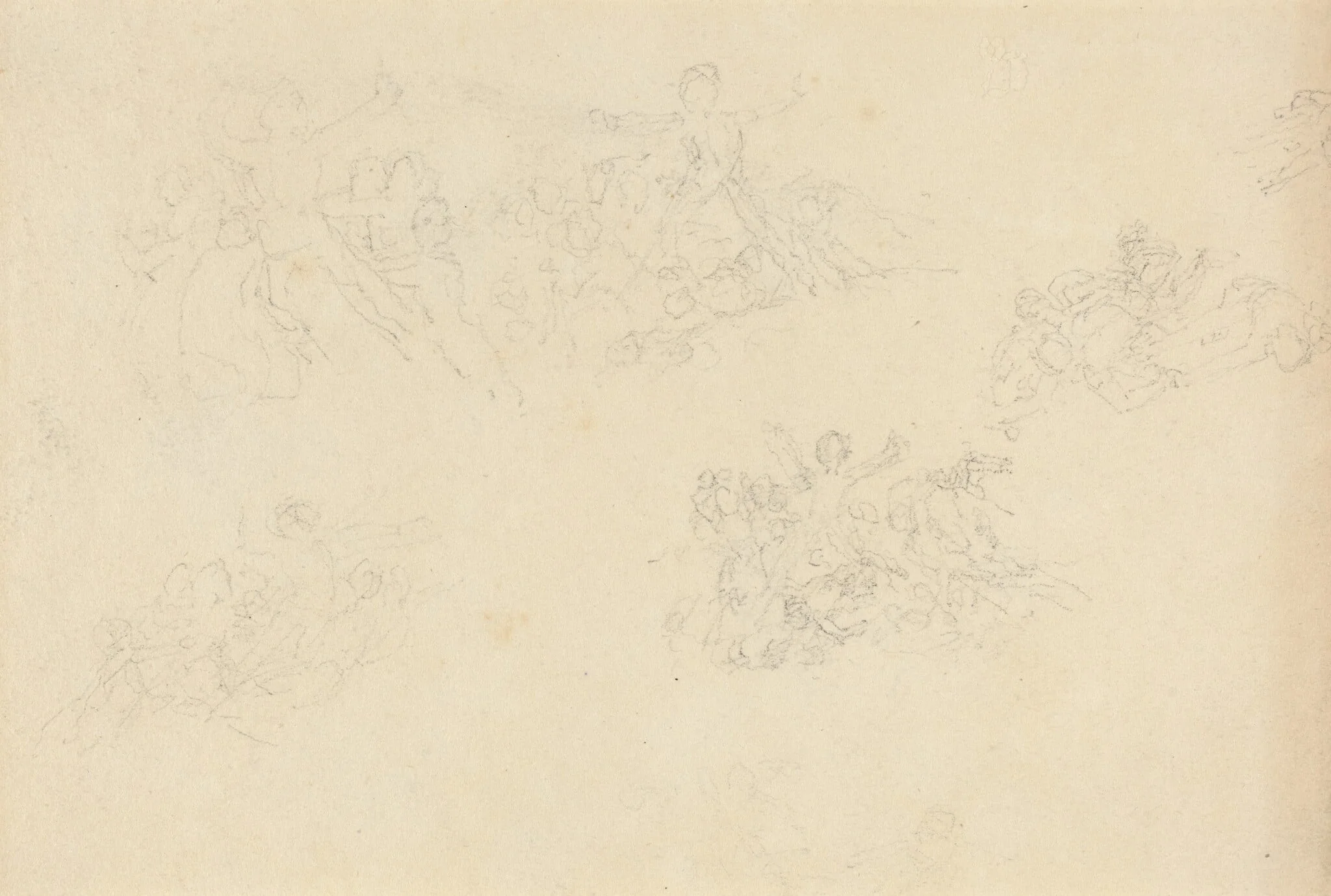 Sheet of Studies, by John Flaxman, graphite, 1790
