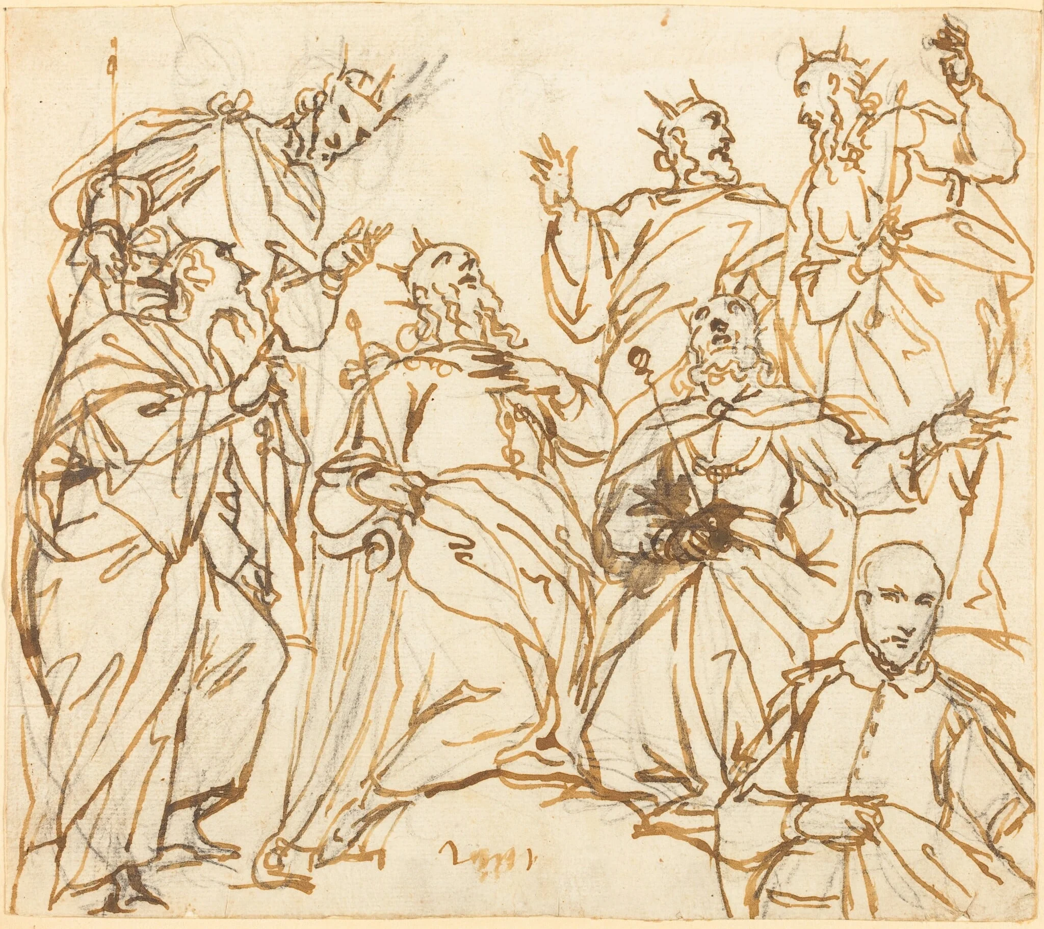 David and the Patriarchs with a Donor, by Giovanni Battista II Maganza, ink, 1613