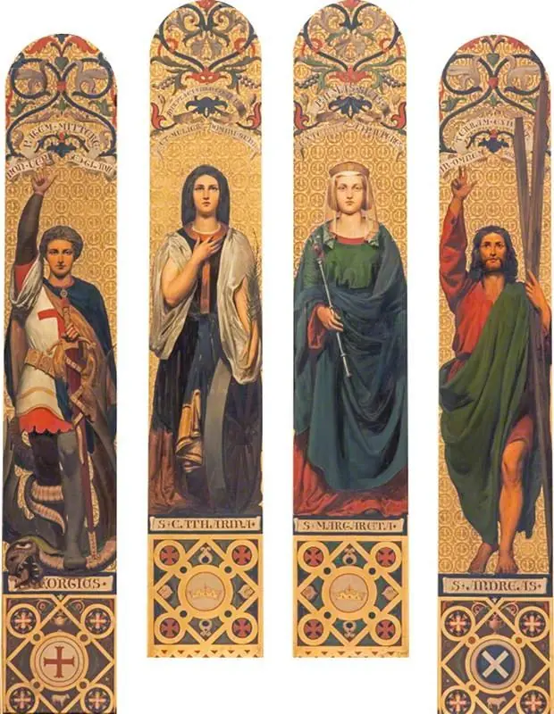 Four Saints (St George, St Catherine, St Margaret and St Andrew) after designs by Alexander Christie and Silas Rice