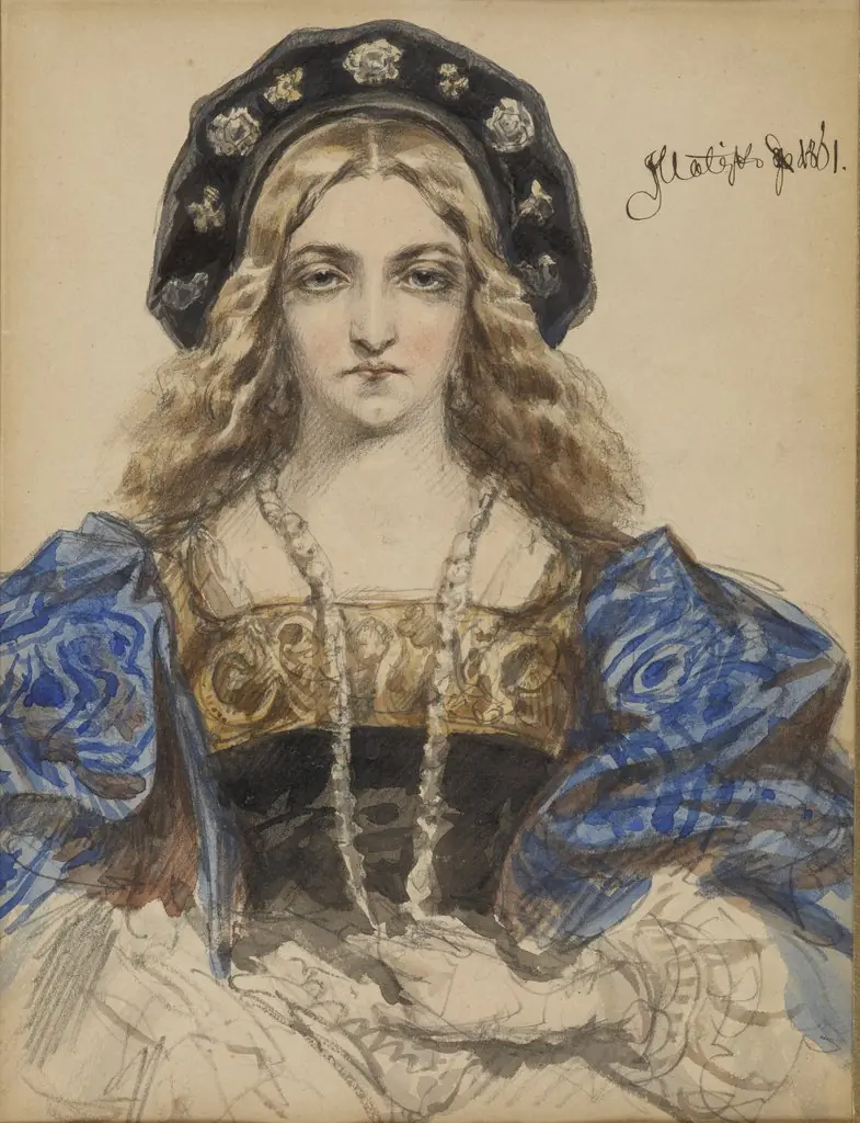 Portrait of a Young Woman – Portrait Study of Queen Bona (According to a Contemporary Woodcut)