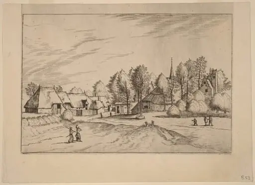 Country Village with Church Tower
