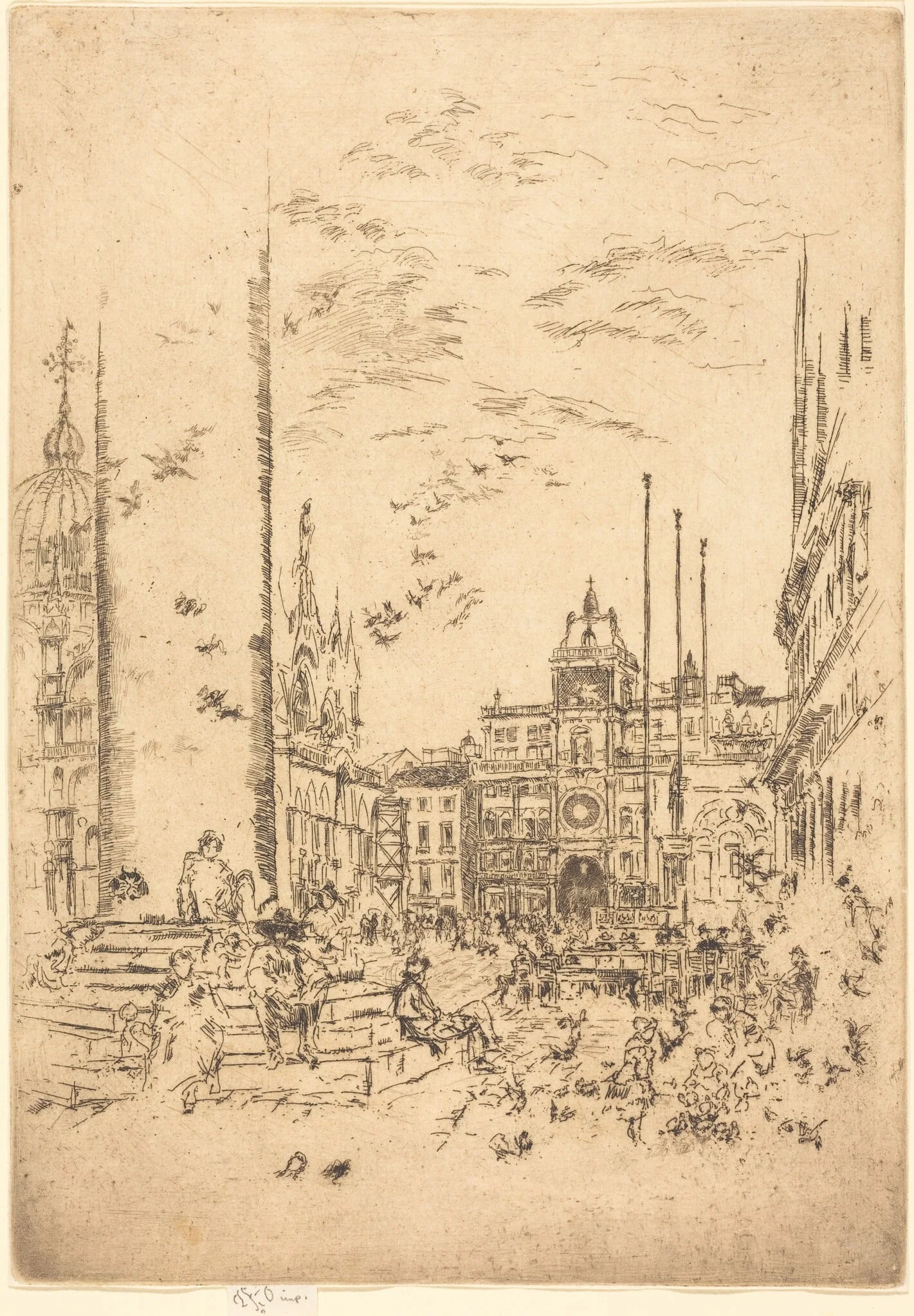 The Piazzetta, by James McNeill Whistler, ink, 1880