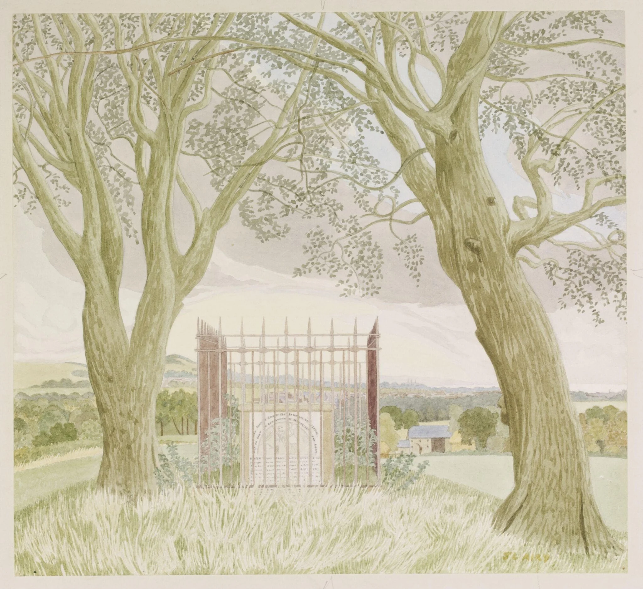 The Miller's Tomb, Highdown Hill near Goring-by-the-Sea, by Airy, watercolor, 1940