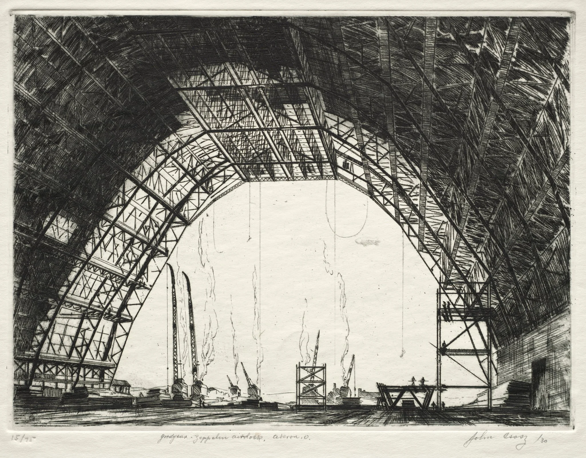 Goodyear Zeppelin Air Dock, by John Csosz, 1930