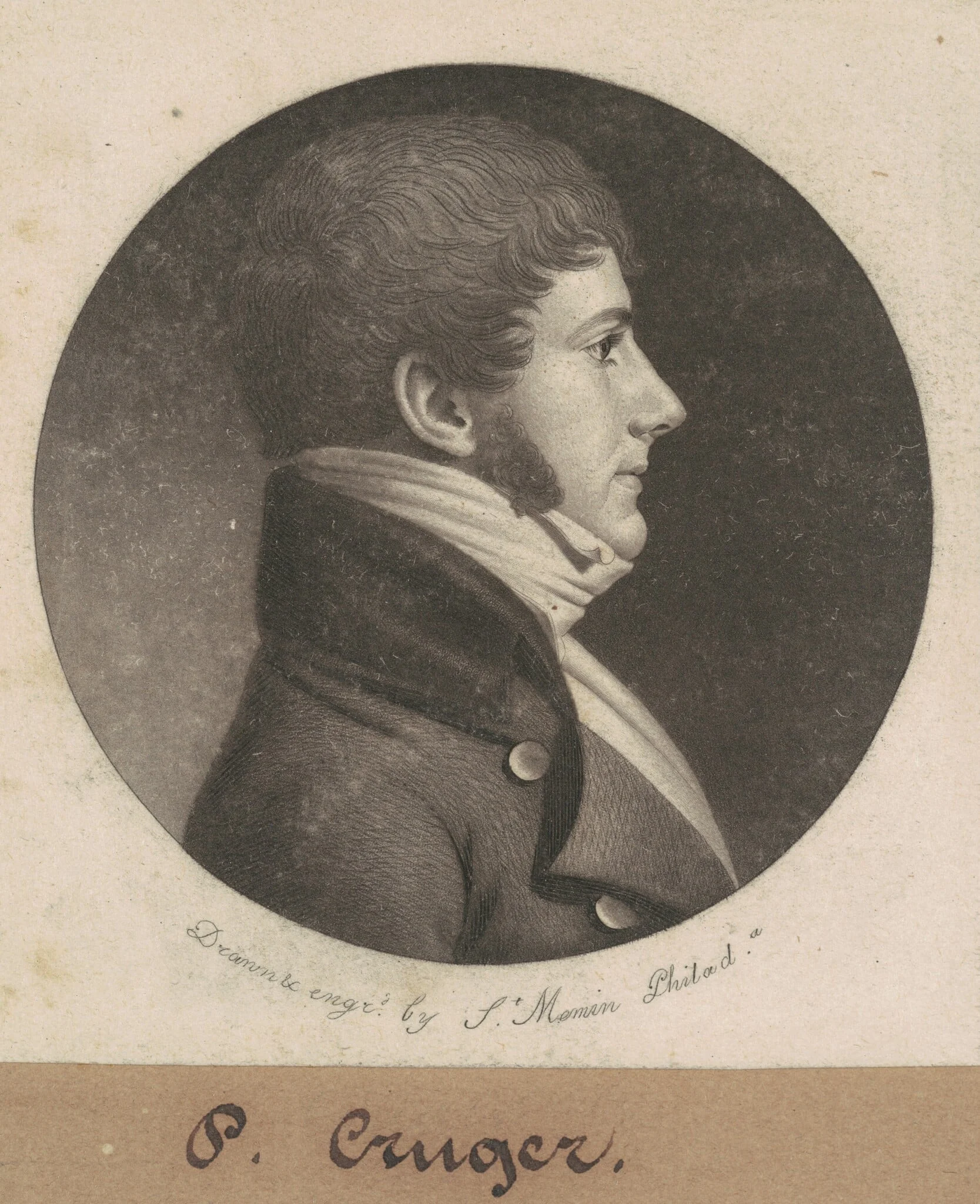 Bertram Peter Cruger, by Charles Balthazar Julien Févret de Saint-Mémin, ink, 1802