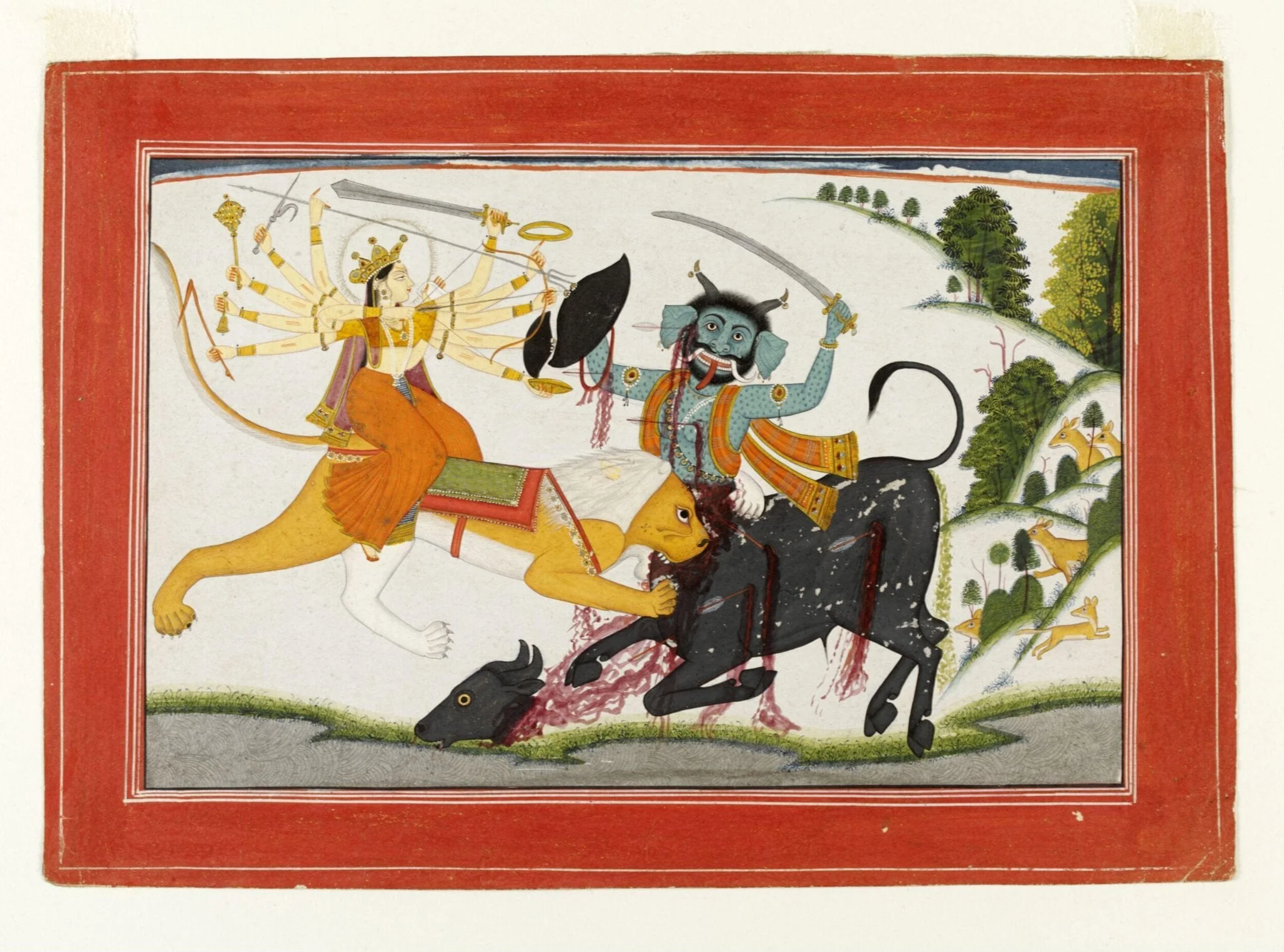 Durga and Mahishasura, by Unknown, paint, 1760