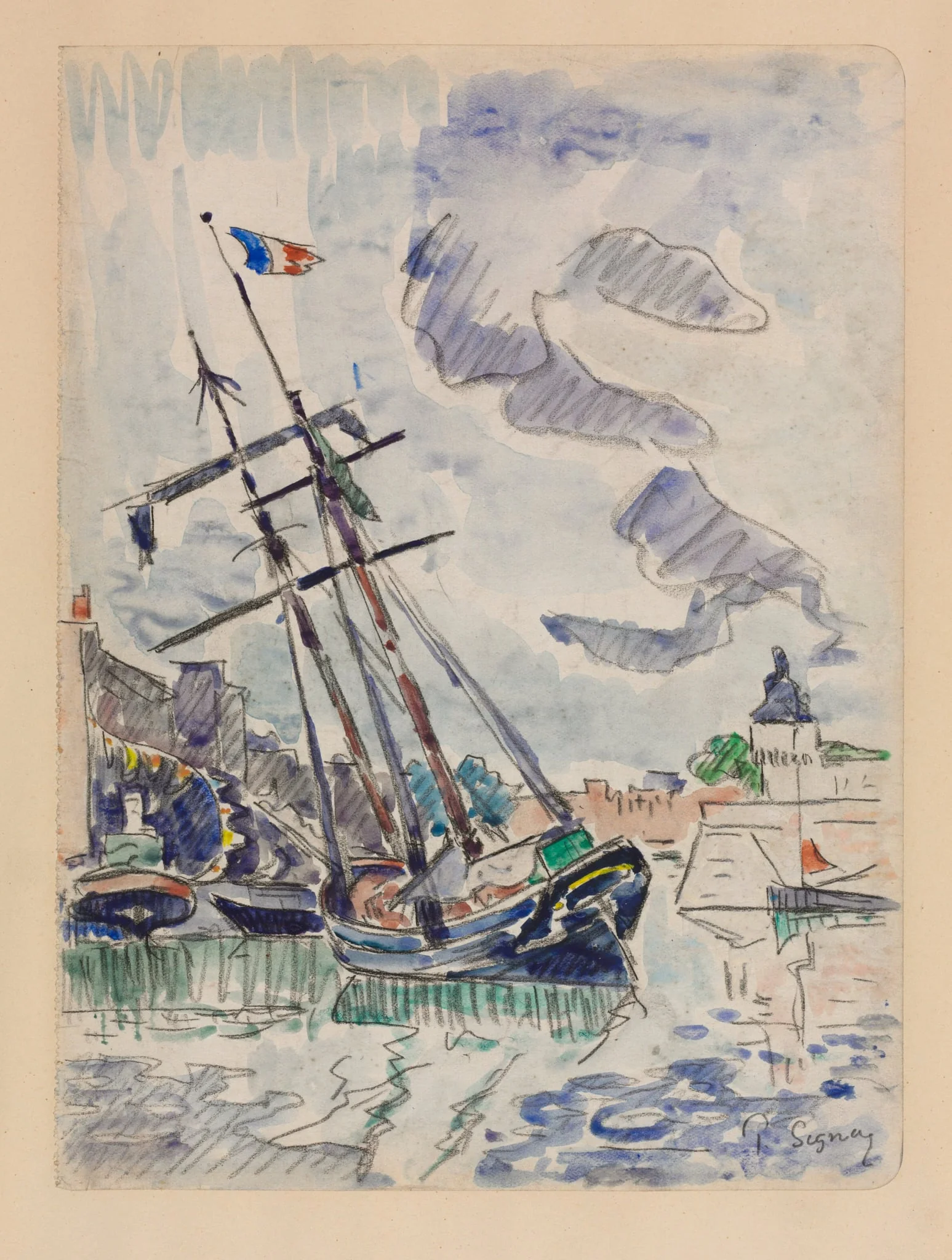 Boat in Port, by Paul Signac, 1930