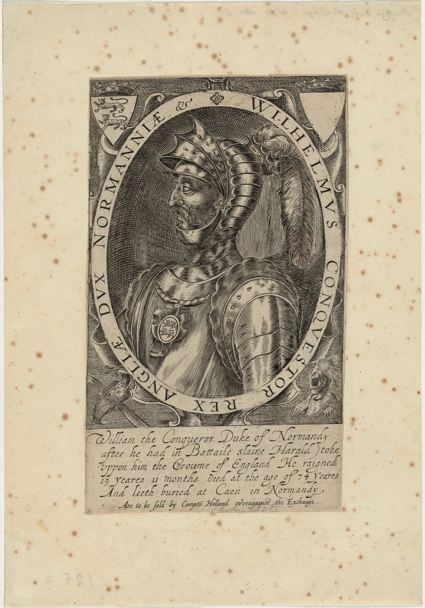 William I in Helmet, by Renold Elstrack, ink, 1598