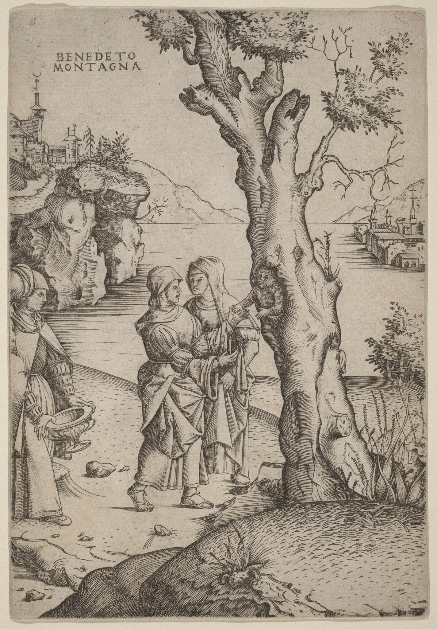 Birth of Adonis, by Benedetto Montagna, ink, 1518