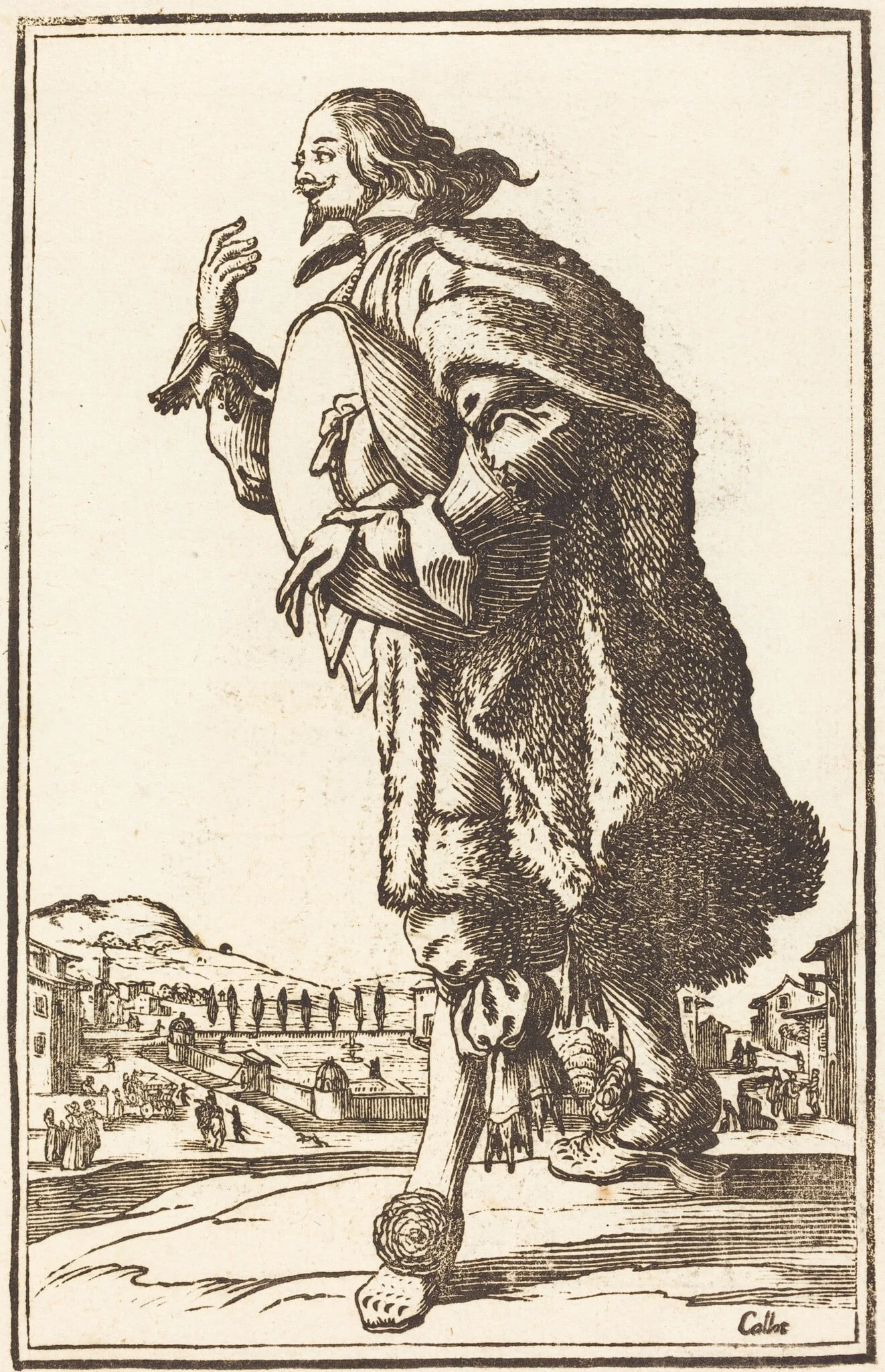 Noble Man with Felt Hat, Bowing, by French 17th Century, ink, 1623