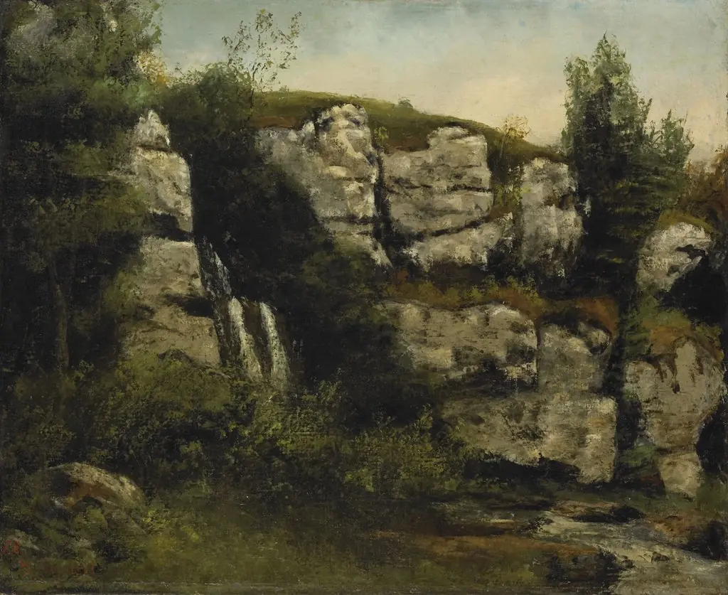 Landscape with Rocky Cliffs and a Waterfall