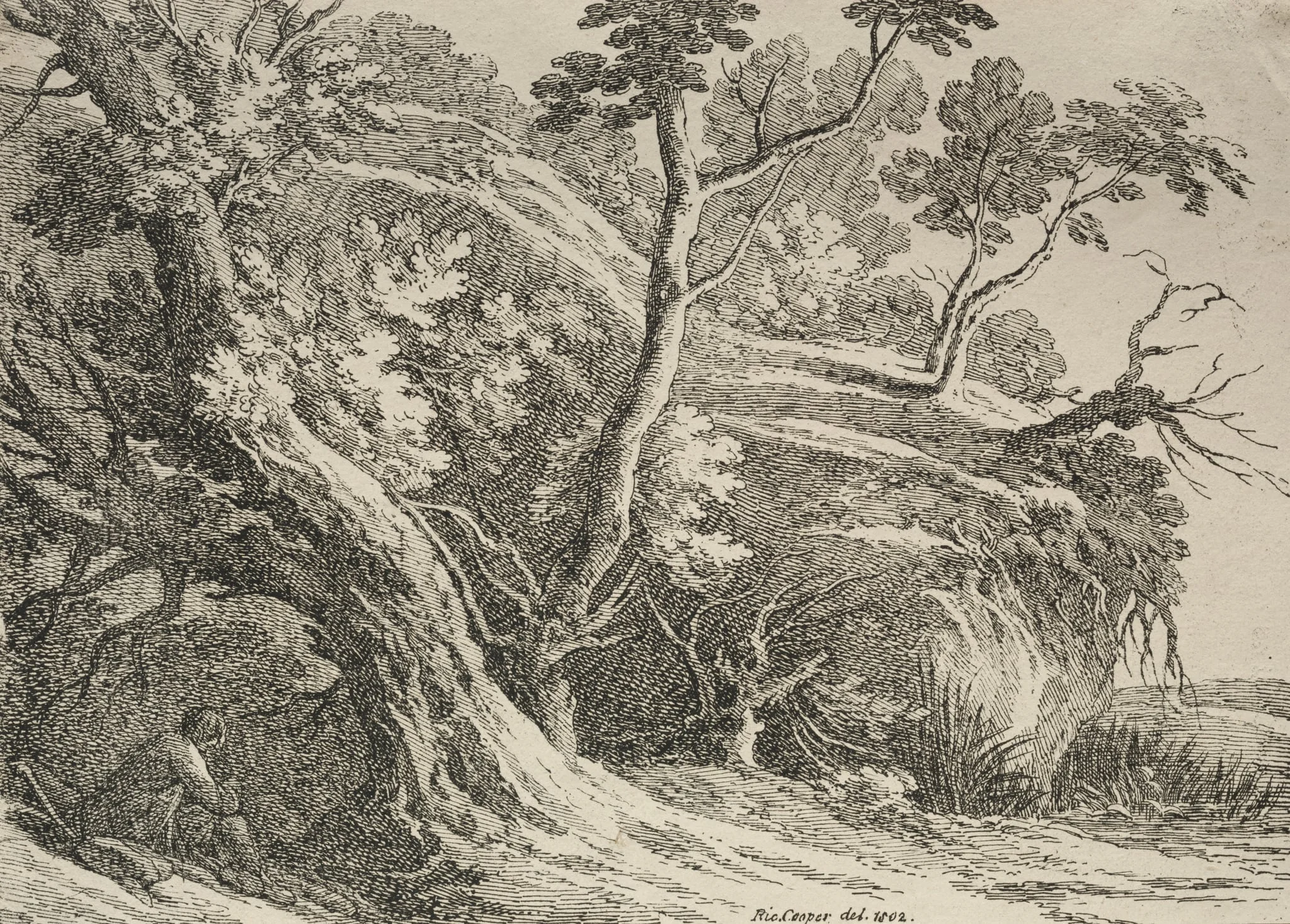 Specimens of Polyautography:  Man Seated under an Oak