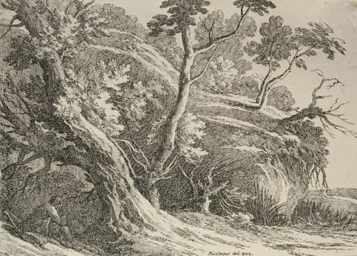 Specimens of Polyautography:  Man Seated under an Oak