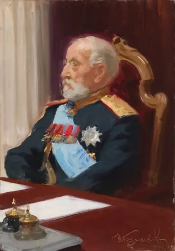 Kenraali Gonjetskin, muotokuvaharjoitelma Repinin teokseen Valtioneuvoston satavuotisjuhlaistunto toukokuun 7. päivänä vuonna 1901 (1903)