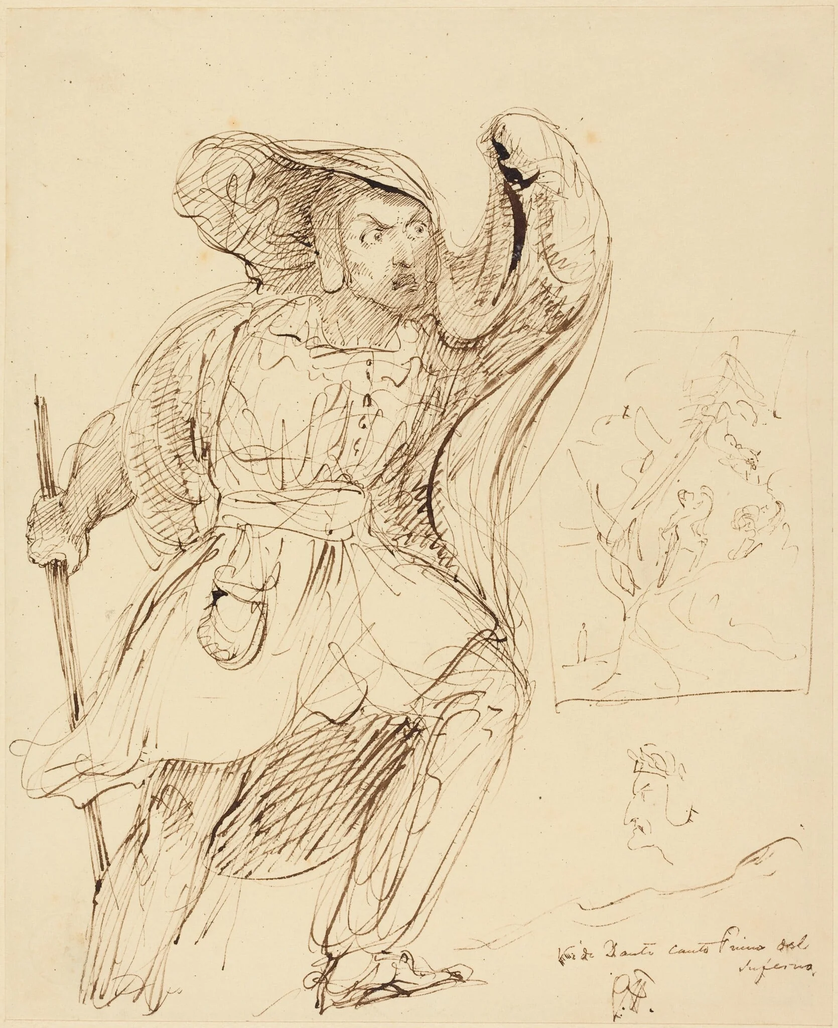 Studies for a Scene from Dante's "Inferno", by George, Sir Hayter, ink, 1832