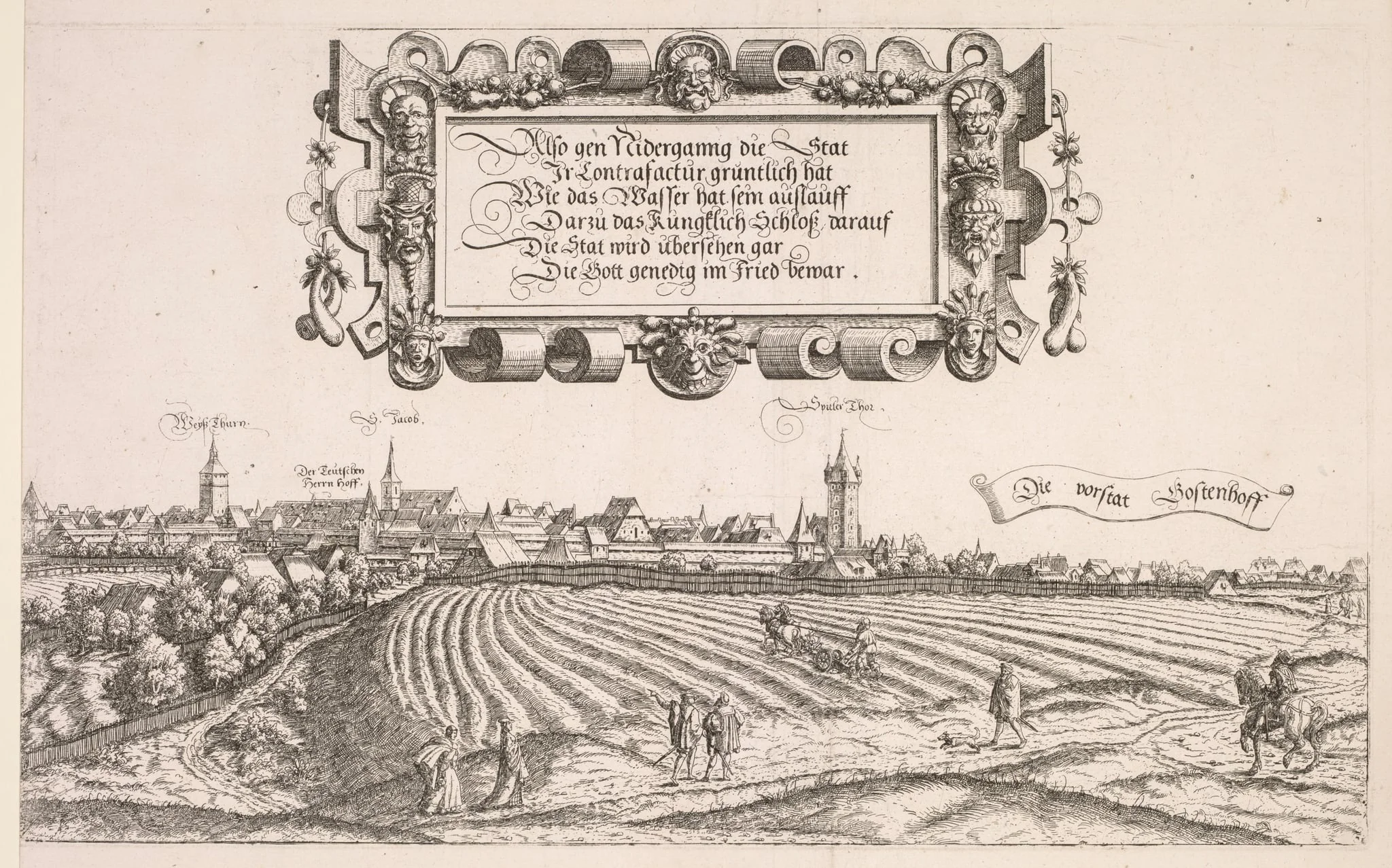 Panoramic View of Nuremberg:  Right Portion, by Hanns Lautensack, 1552