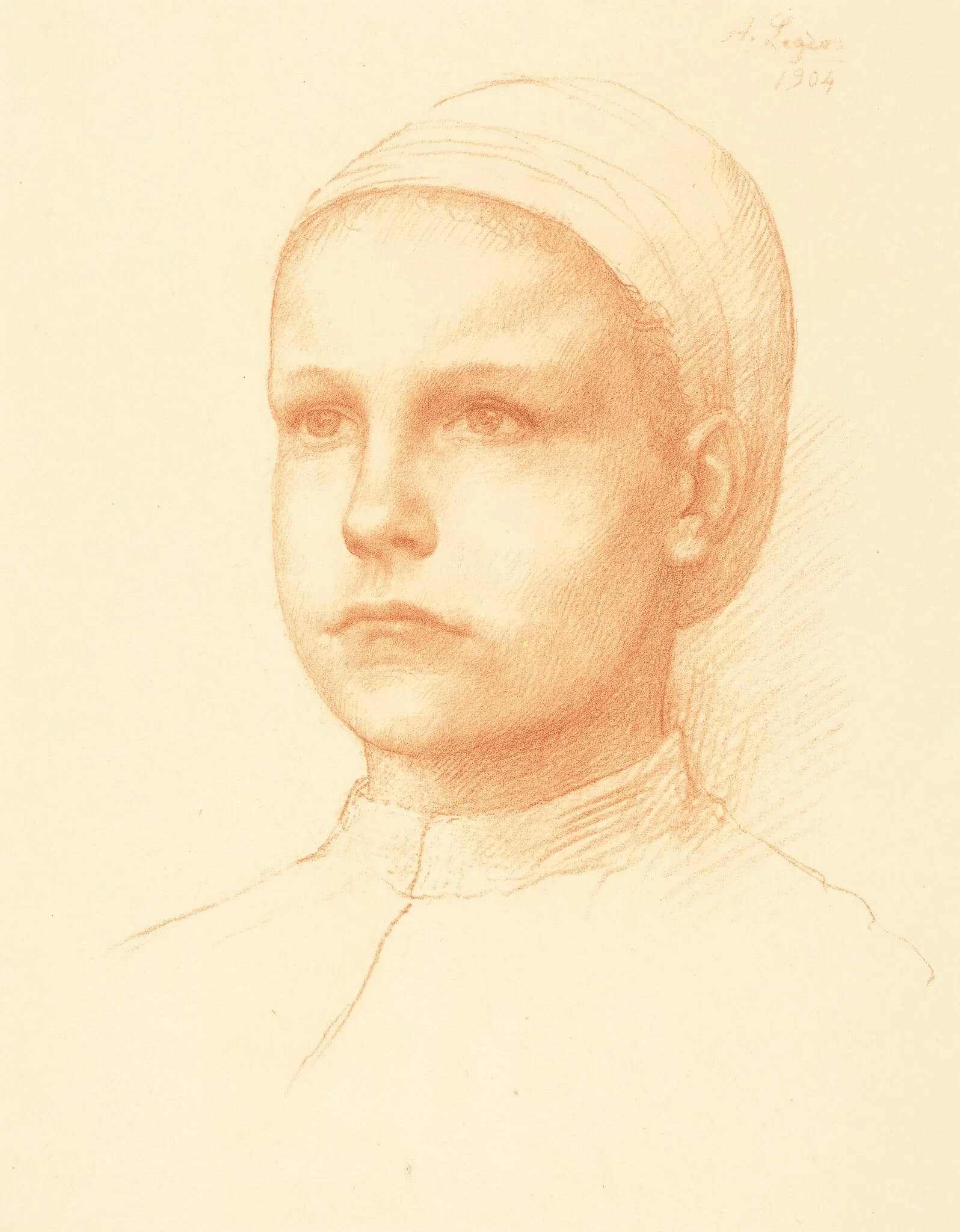Young Peasant (Jeune paysanne), by Alphonse Legros, ink, 1904