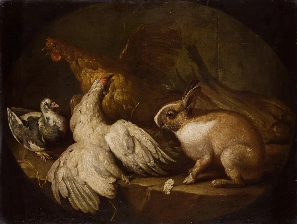 Hens, a Pigeon and a Rabbit