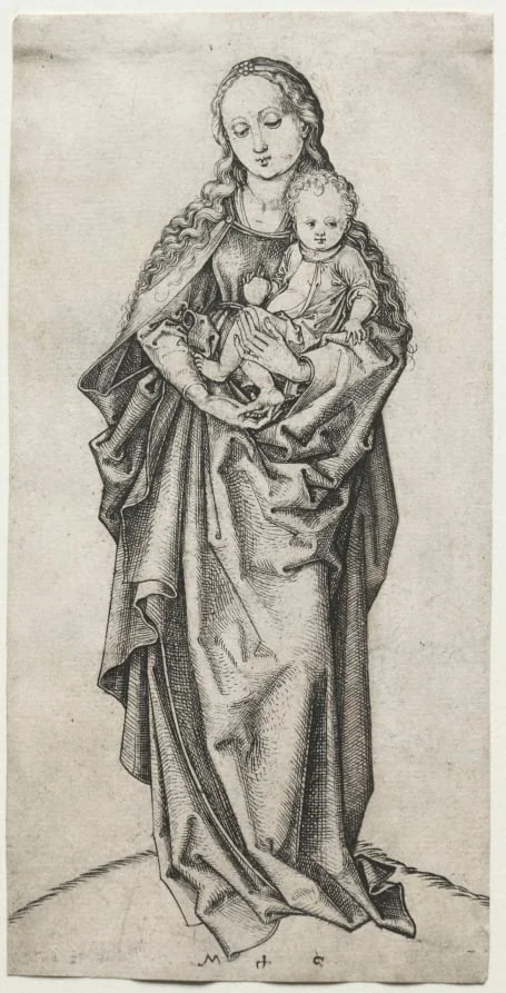 Virgin and Child with an Apple, by Martin Schongauer, 1475