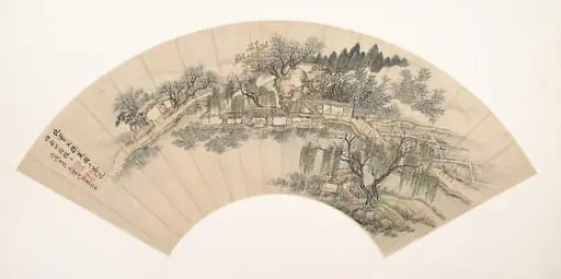 清   佚名   倣王翬   倣仇實父採菱圖   扇|Gathering Water Chestnuts