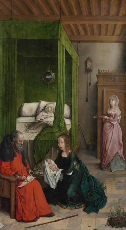 The Birth and Naming of John the Baptist, by Juan de Flandes, unspecified, 1498