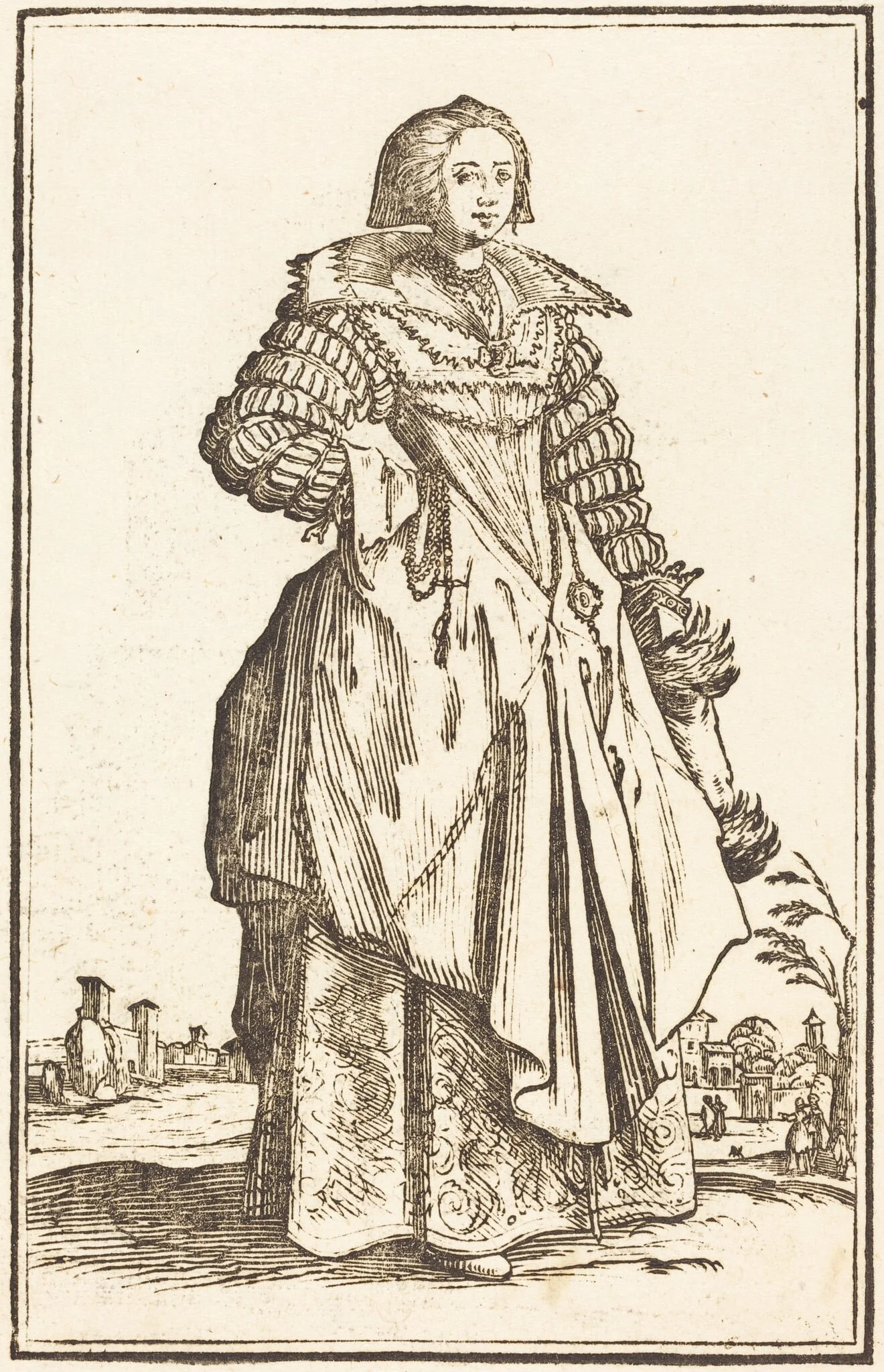 Noble Woman with Large Collar, by French 17th Century, ink, 1623