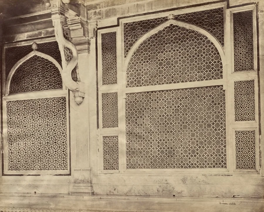 Futtypore Sikri—Two of the Marbled Screens in the Tomb of Sheik Selim Chisti, by Samuel Bourne, 1866