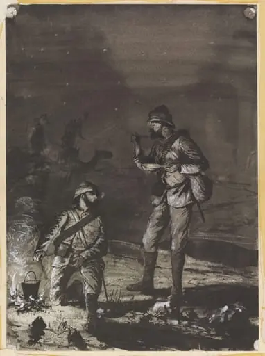 With the Desert Column, 1885   Supper time.