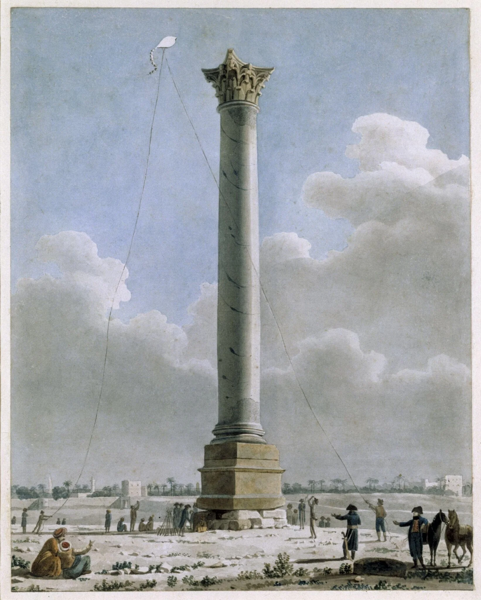 Vue de la colonne de Pompée à Alexandrie, by Dominique Vivant Denon, watercolor, 1798