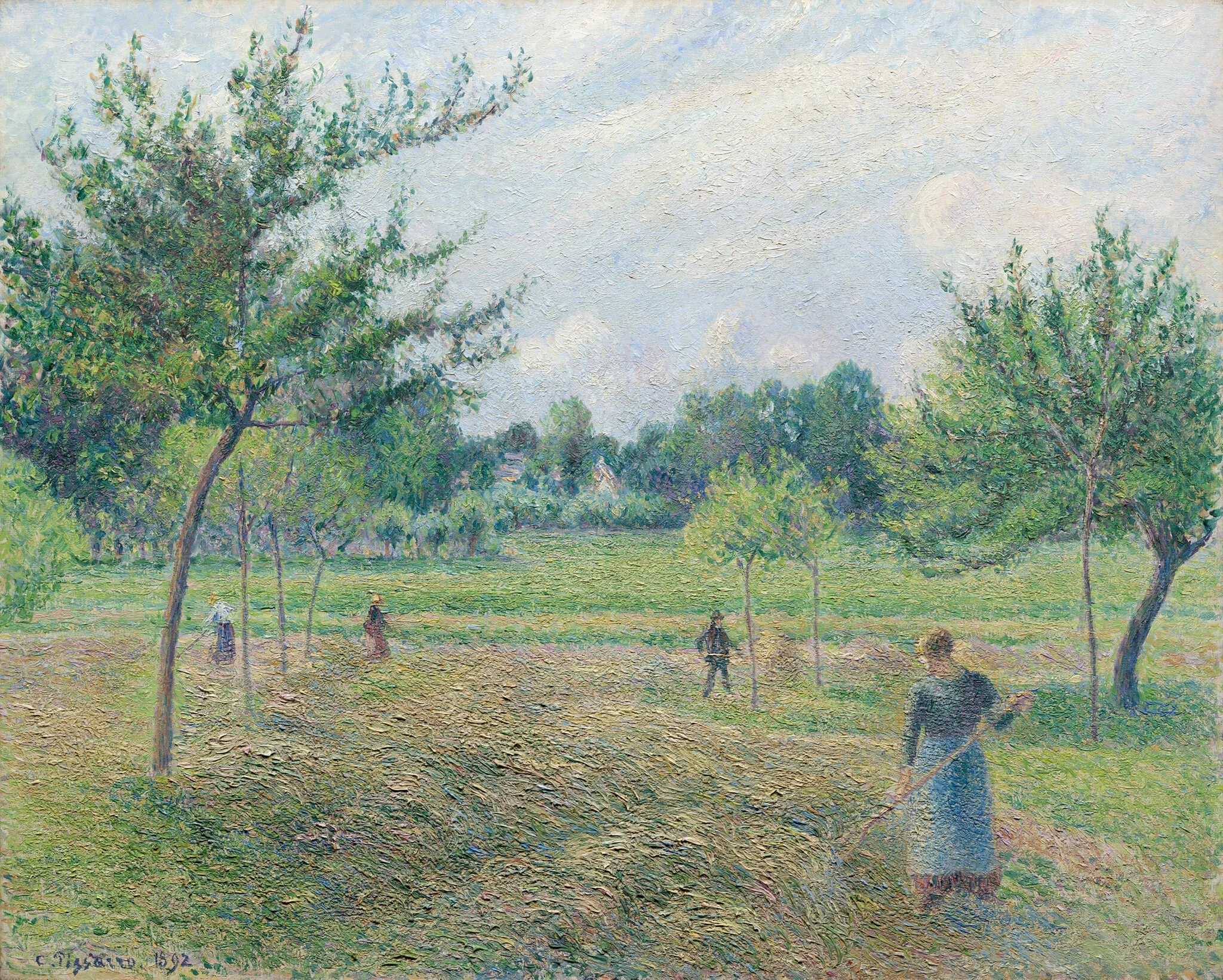 Haymaking at Éragny, by Camille Pissarro, oil, 1892
