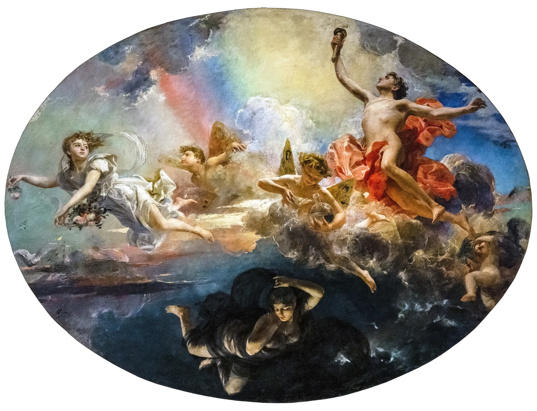 The Triumph of Day over Night Preceded by Dawn, by Antoni Caba, oil, 1892