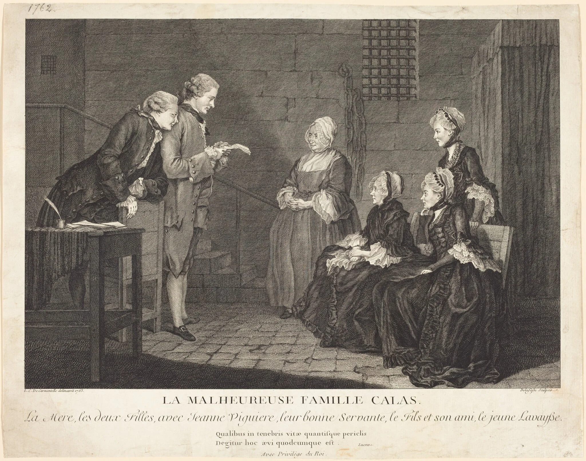 La malheureuse famille Calas  (The Unfortunate Calas Family), by Jean-Baptiste Delafosse, ink, 1765