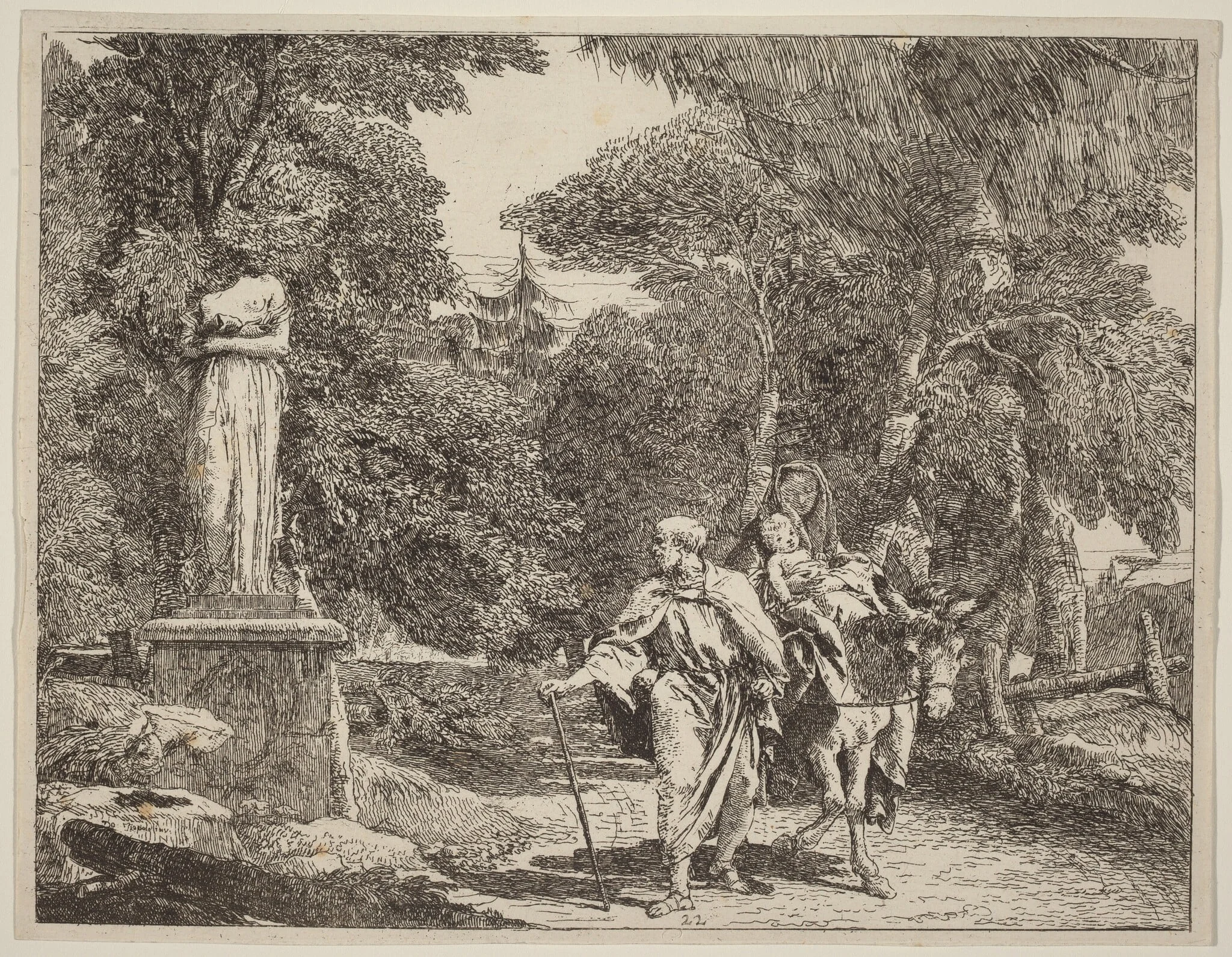The Episode of the Falling Idol, by Giovanni Domenico Tiepolo, ink, 1753