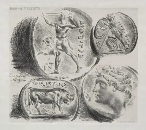Sheet with Four Antique Medals