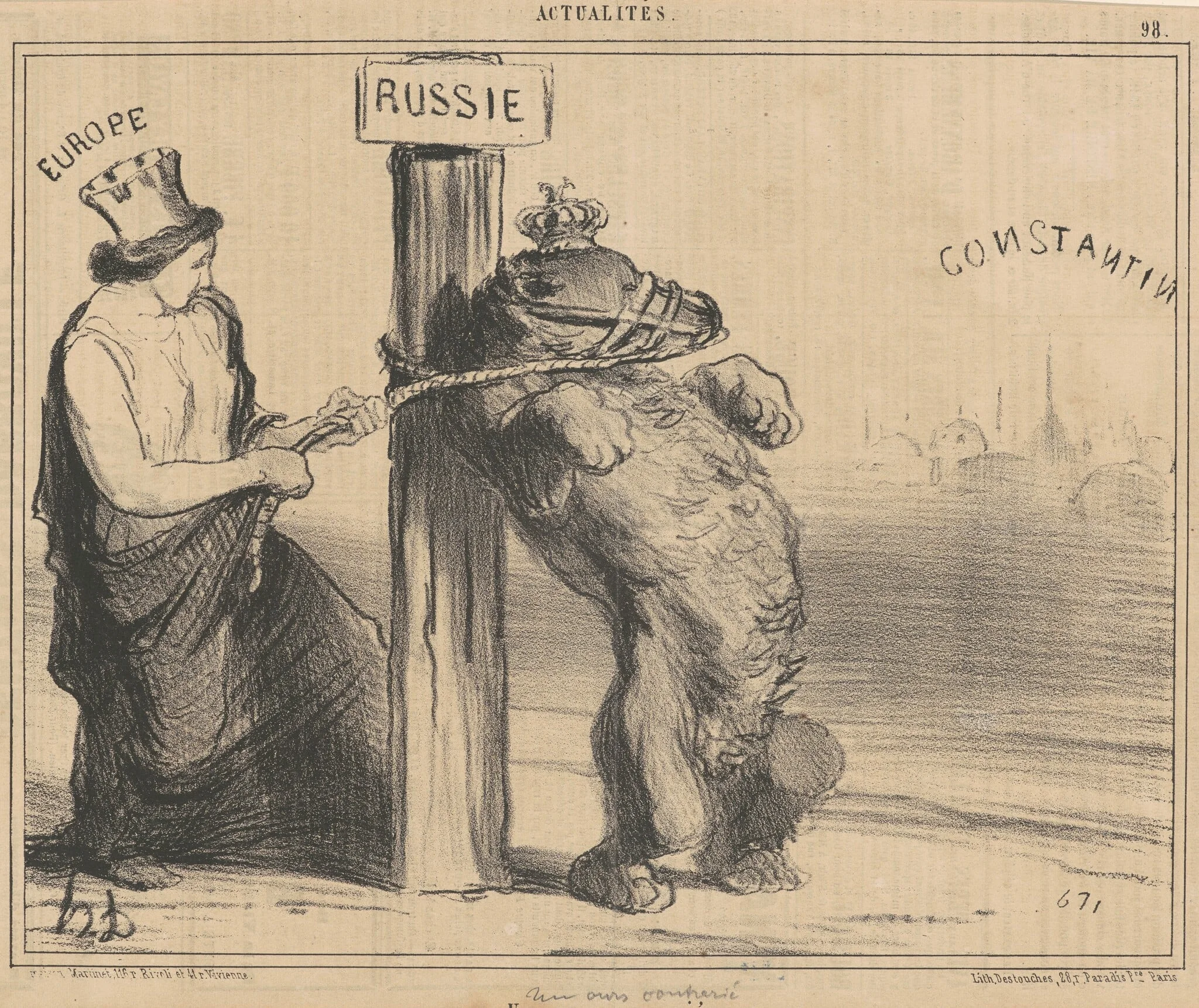 Un ours contrarié, by Honoré Daumier, ink, 1854