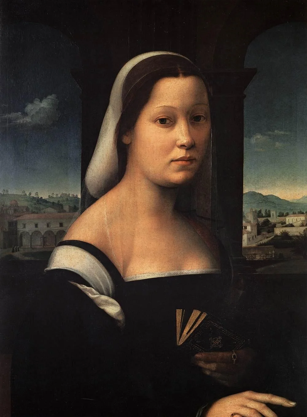 Portrait of a Woman, called "The Nun", by Ridolfo del Ghirlandaio, oil, 1506