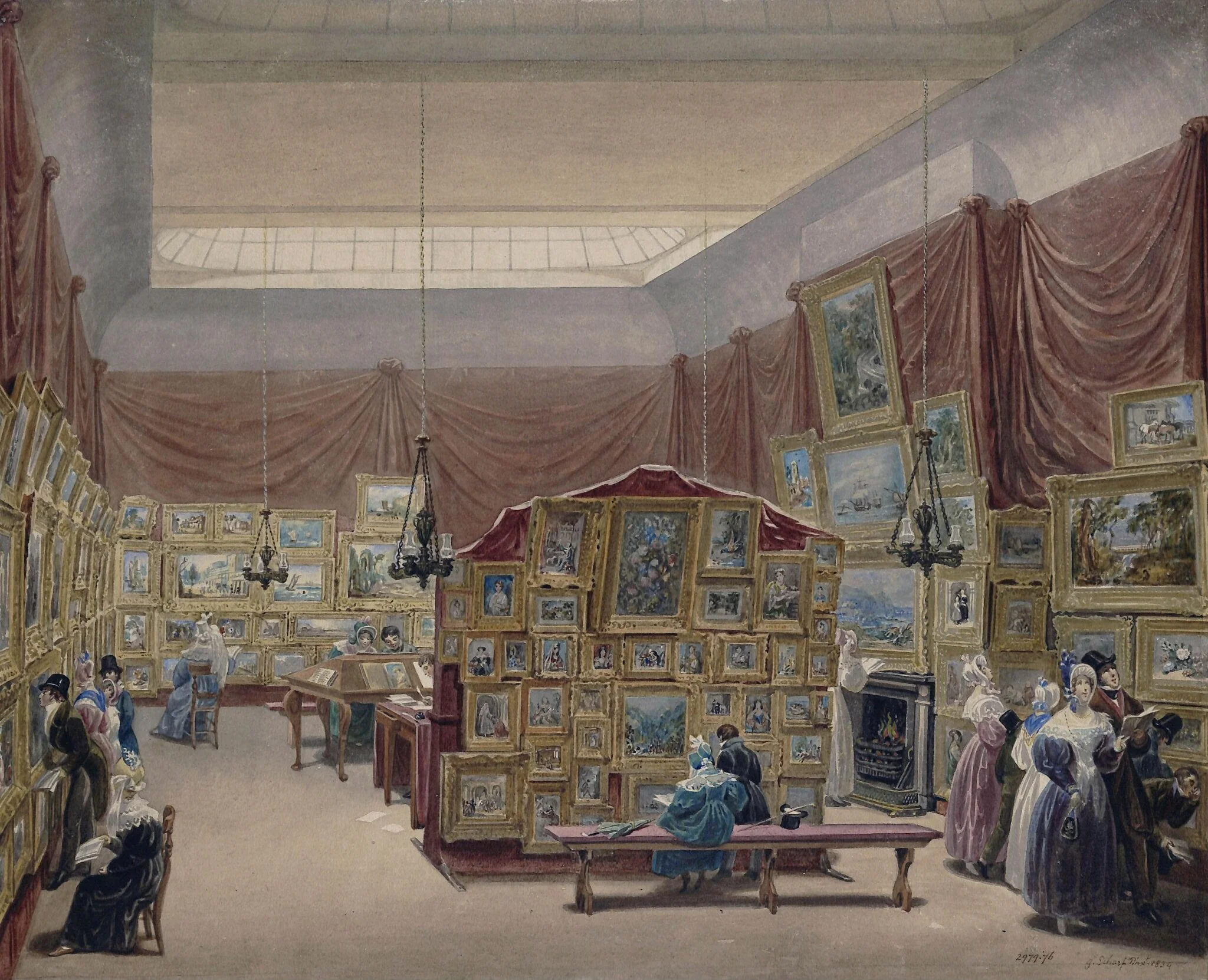 Interior of the Gallery of the New Society of Painters in Watercolours, Old Bond Street