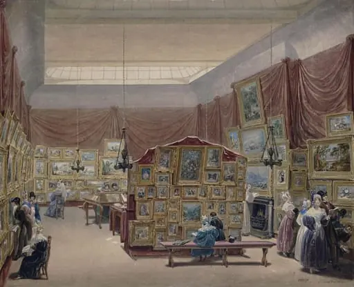 Interior of the Gallery of the New Society of Painters in Watercolours, Old Bond Street