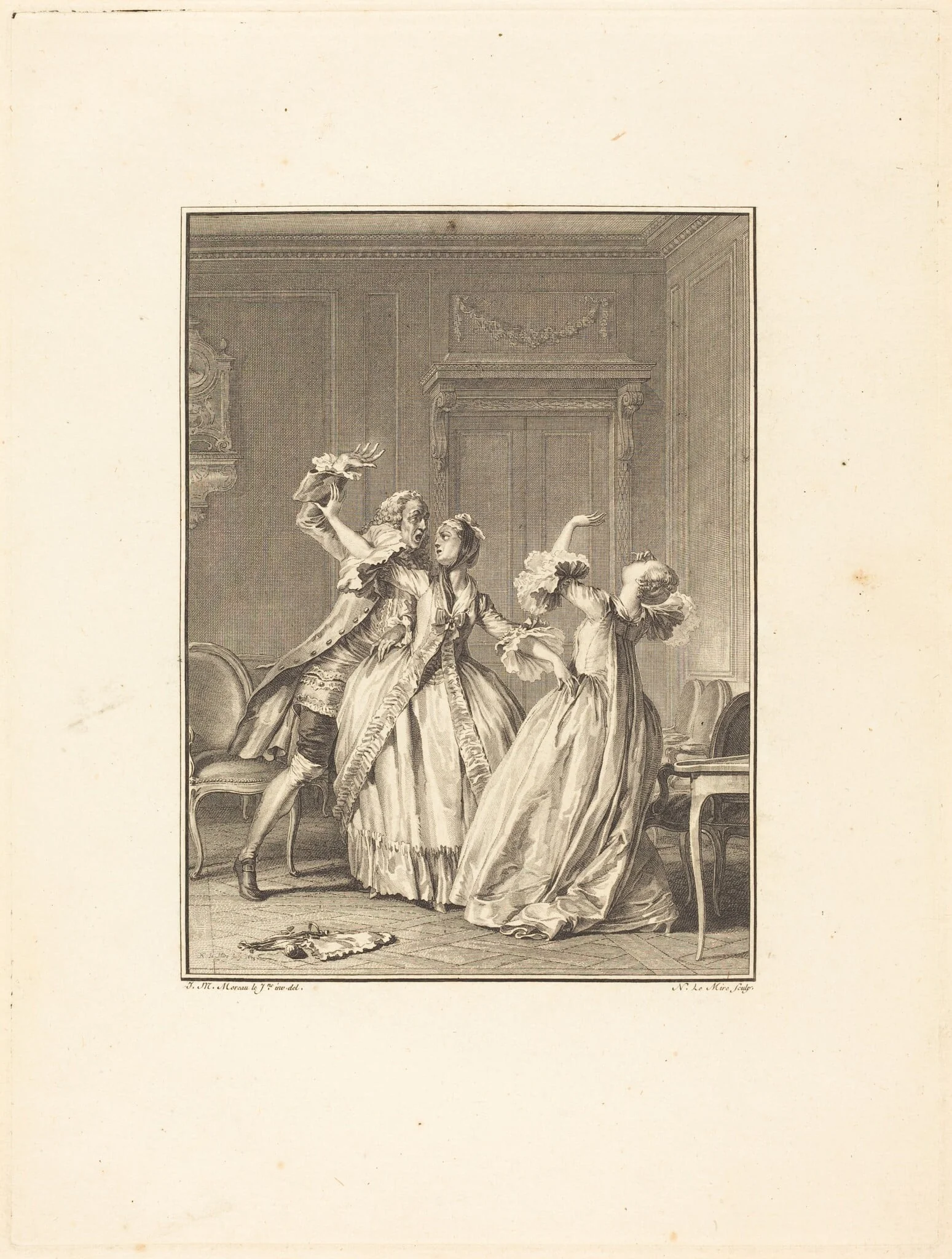 Le soufflet, by Noël Le Mire, ink, 1774