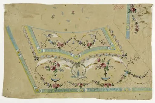Gilet à la bordure de svastika, projets de broderies de gilet, XVIIIème siècle