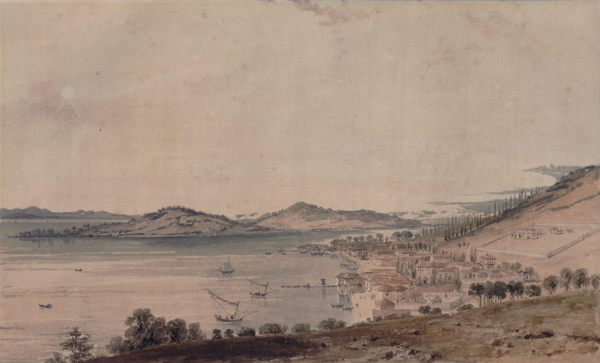 Islands Khalxi and Prinkipos, Sea of Marmora, by William Daniell, watercolor, 1790