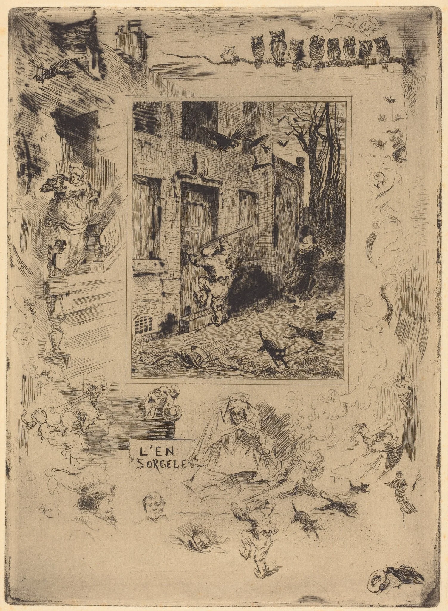 La Maison Maudite (The House of the Damned), by Félix-Hilaire Buhot, ink, 1884