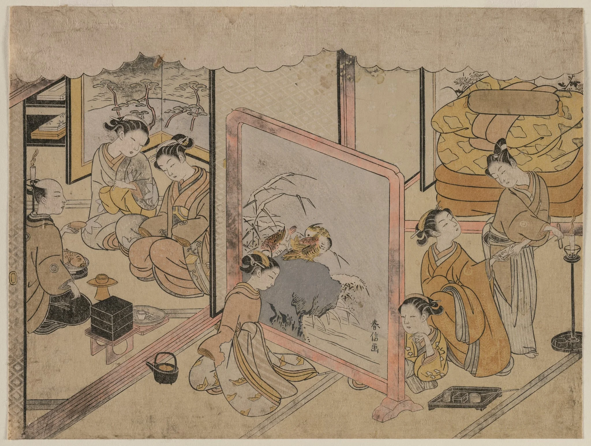 Drinking a Cup of Wine Before Retiring for Bed (From an Untitled Series), by Suzuki Harunobu, 1764