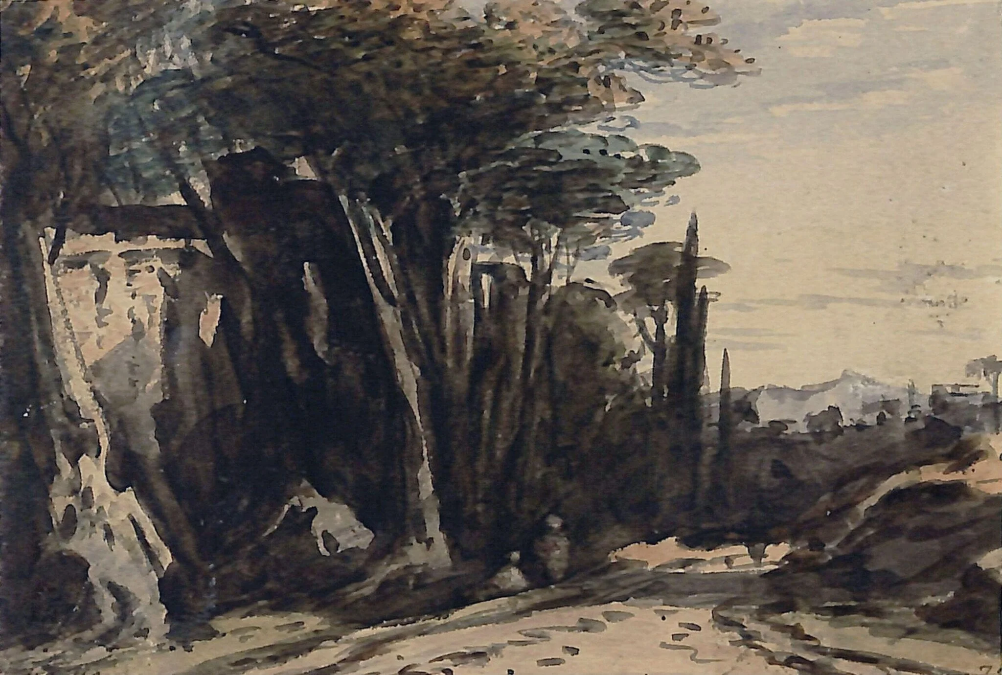 Landscape with road and trees