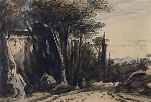 Landscape with road and trees